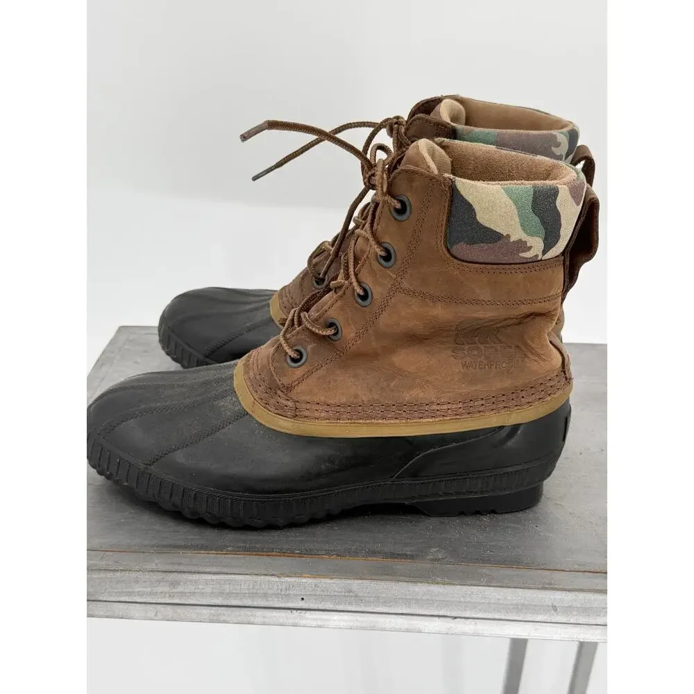 Sorel Cheyanne II Waterproof Duck Boots Camo Men's 9.5 Brown Black Gorpcore